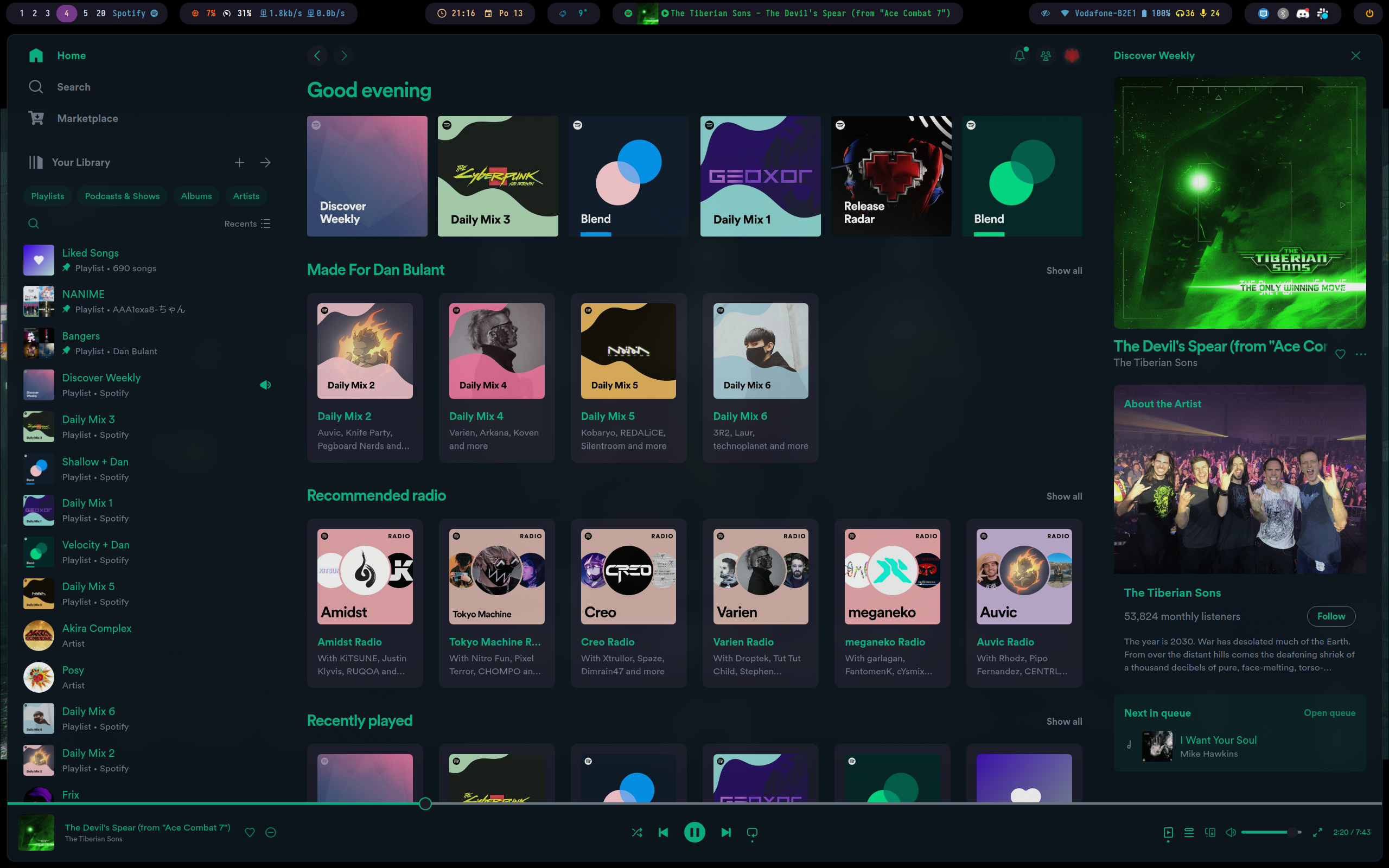 Screenshot of spotify